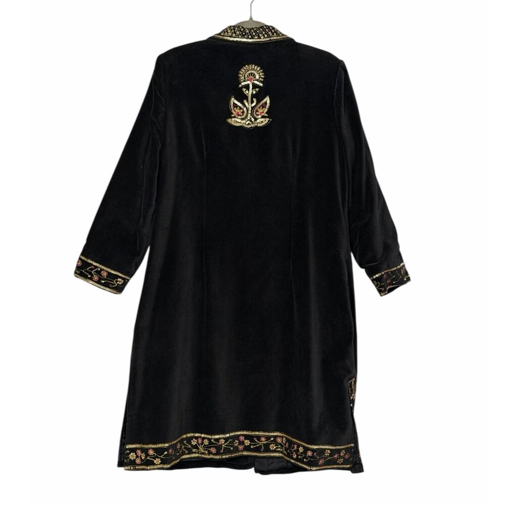 Sandy Starkman Vintage Embroidered Velvet Long Coat Size L - Picture 8 of 14